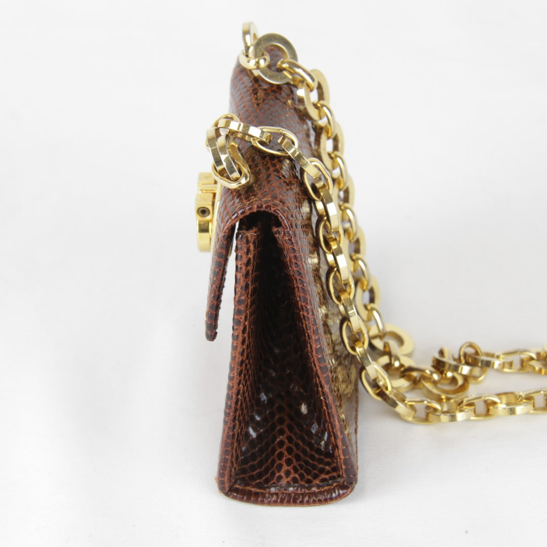 【価格改定】『USED』 
Salvatore Ferragamo フェラガモ 
 212727 その他バッグ 
リザード ブラウン