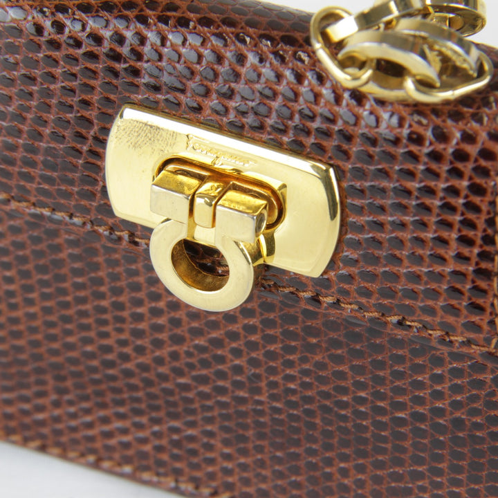 【価格改定】『USED』 
Salvatore Ferragamo フェラガモ 
 212727 その他バッグ 
リザード ブラウン