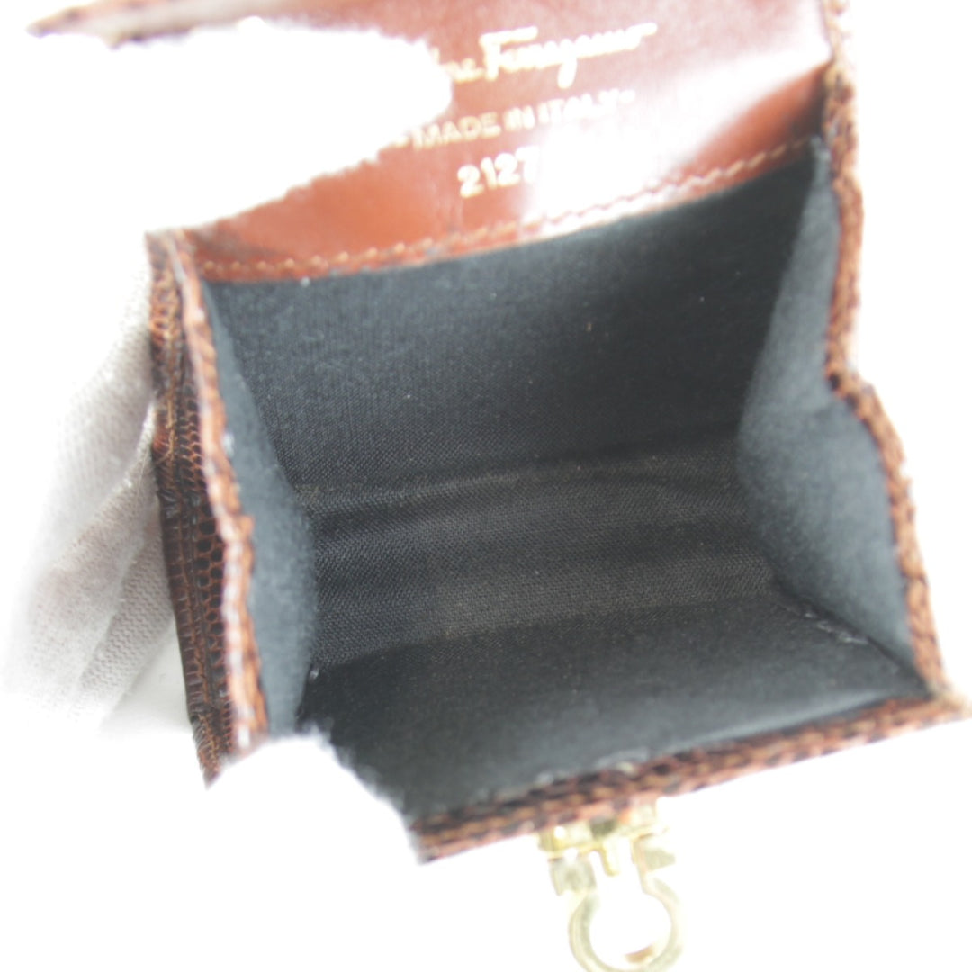 【価格改定】『USED』 
Salvatore Ferragamo フェラガモ 
 212727 その他バッグ 
リザード ブラウン