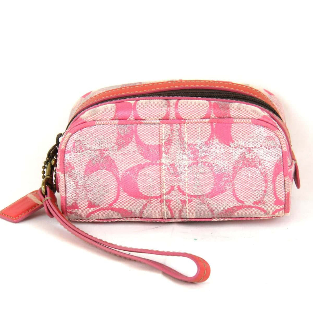 『USED』 
COACH コーチ 
 シグネチャー ポーチ 
キャンバス ピンク