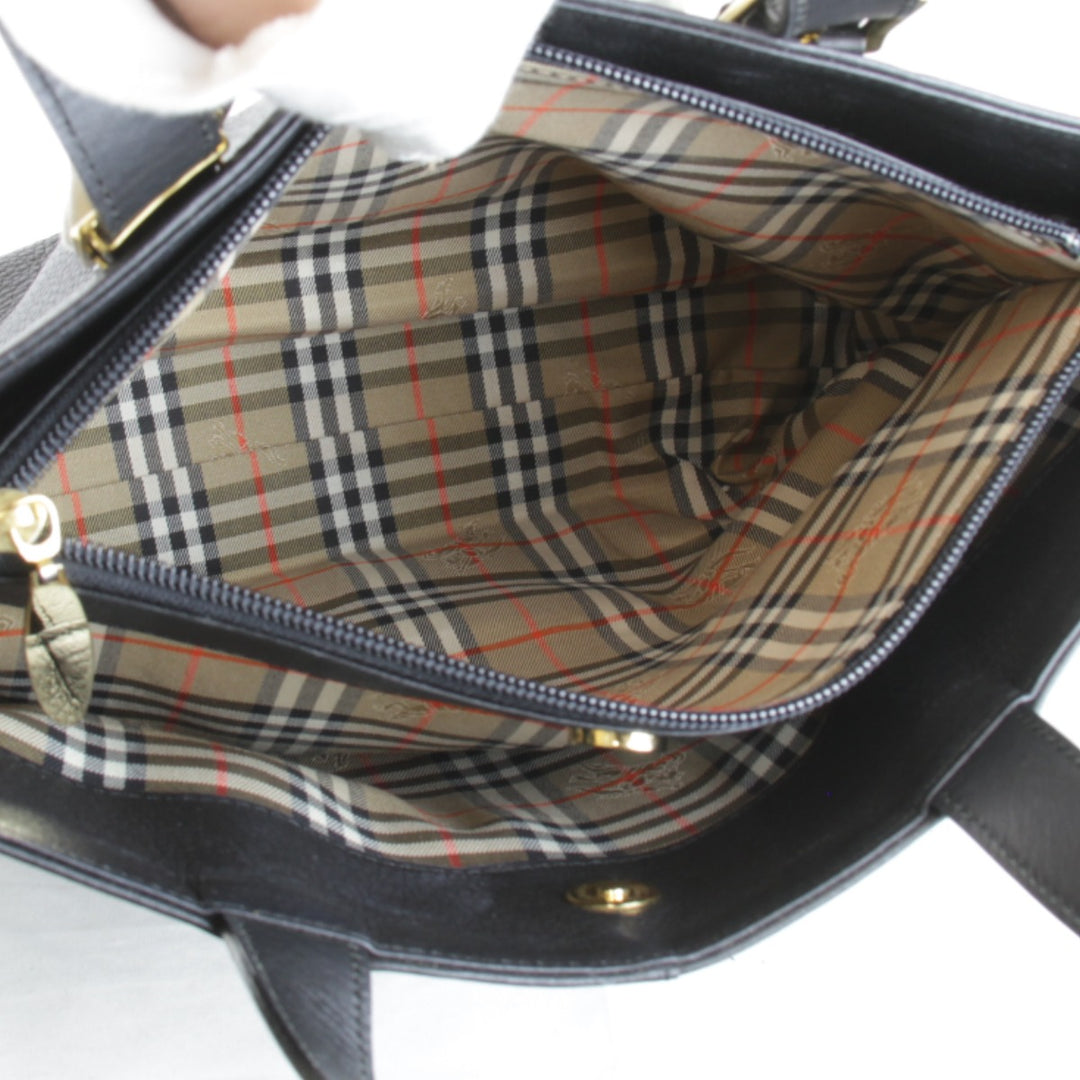 『USED』 
BURBERRY バーバリー 
 ノバチェック ハンドバッグ 
レザー ブラック