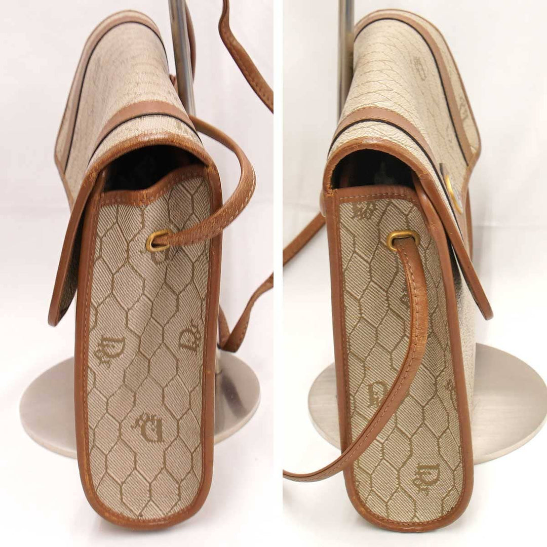 良品『USED』 
Christian Dior クリスチャンディオール 
 ハニカム柄 ショルダーバッグ 
PVCコーティングキャンバス ベージュ ヴィンテージ