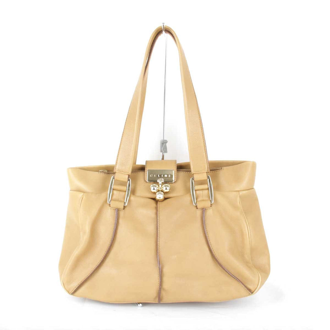 『USED』 
CELINE セリーヌ 
 ハンドバッグ 
レザー ベージュ