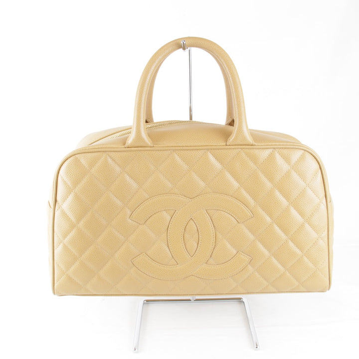 美品『USED』 
CHANEL シャネル 
 ココマーク ボストンバッグ 
レザー ベージュ