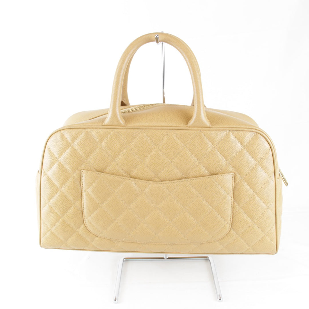 美品『USED』 
CHANEL シャネル 
 ココマーク ボストンバッグ 
レザー ベージュ