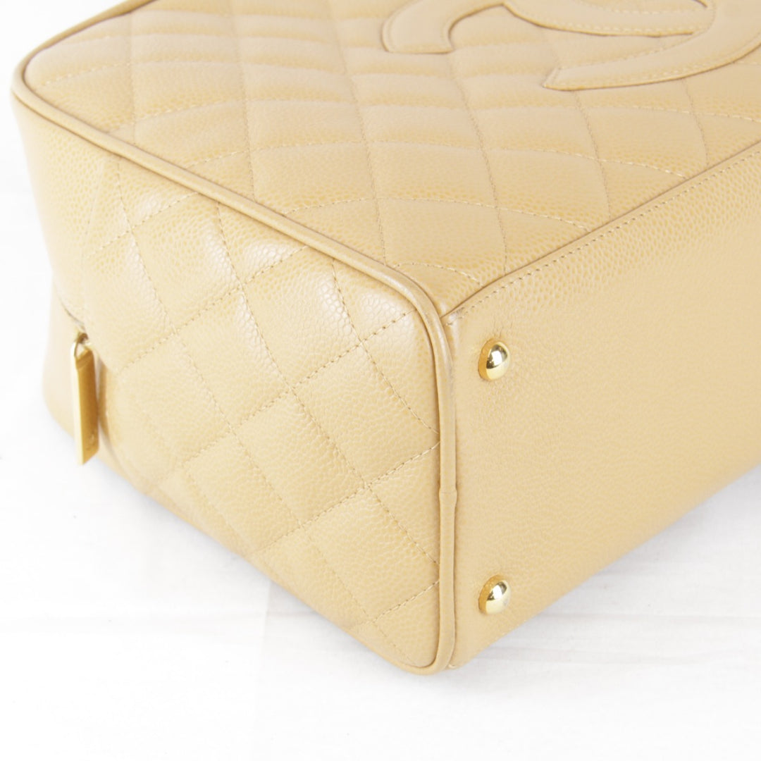 美品『USED』 
CHANEL シャネル 
 ココマーク ボストンバッグ 
レザー ベージュ