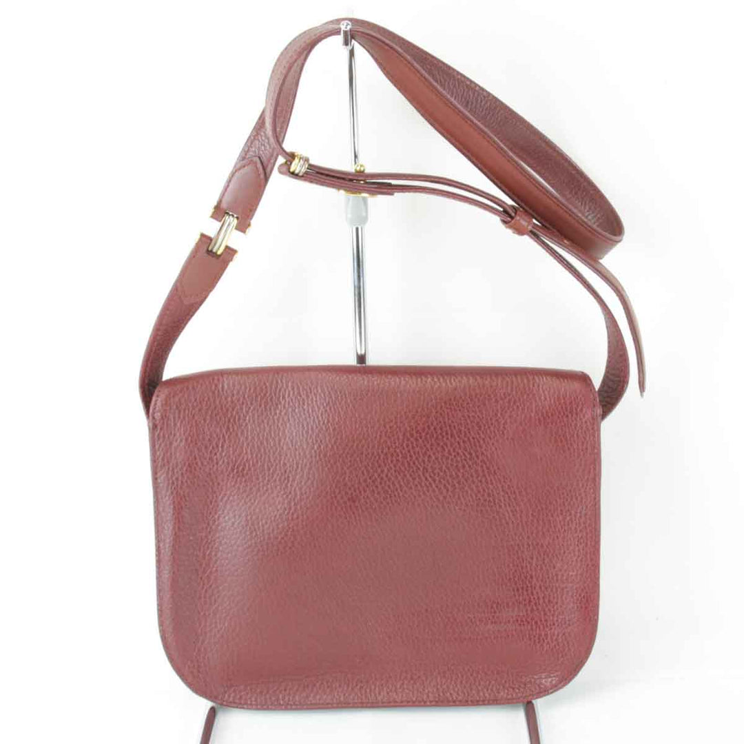 『USED』 
CARTIER カルティエ 
 マストレザーショルダー ショルダーバッグ 
レザー ワインレッド