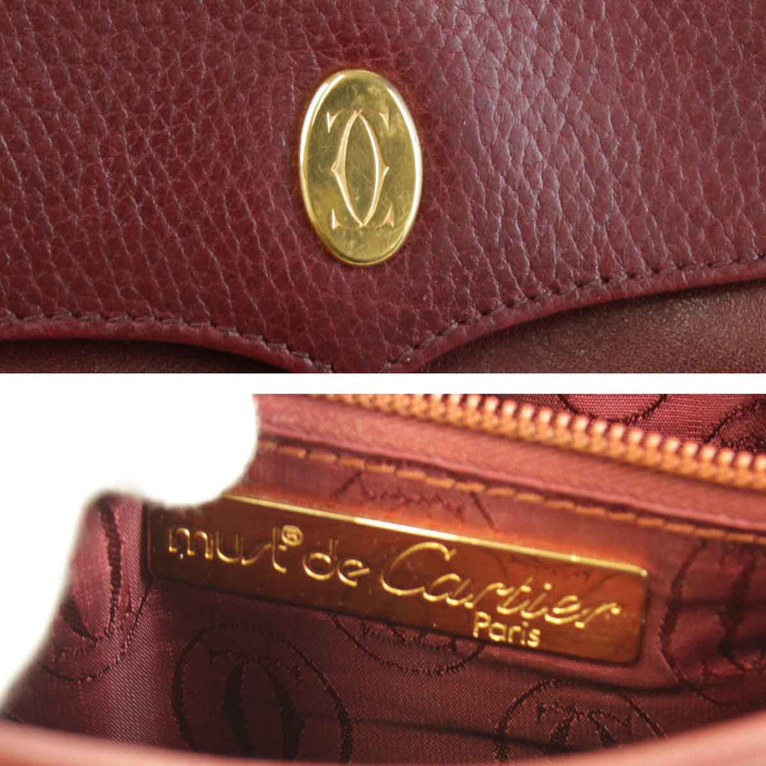『USED』 
CARTIER カルティエ 
 マストレザーショルダー ショルダーバッグ 
レザー ワインレッド
