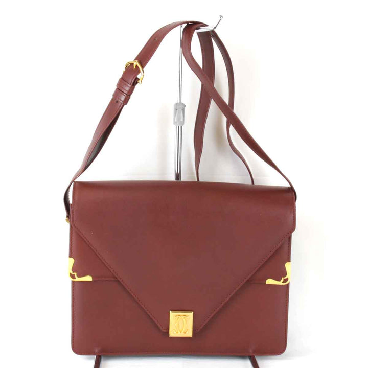 『USED』 
CARTIER カルティエ 
 マストレザー ショルダーバッグ 
レザー レッド