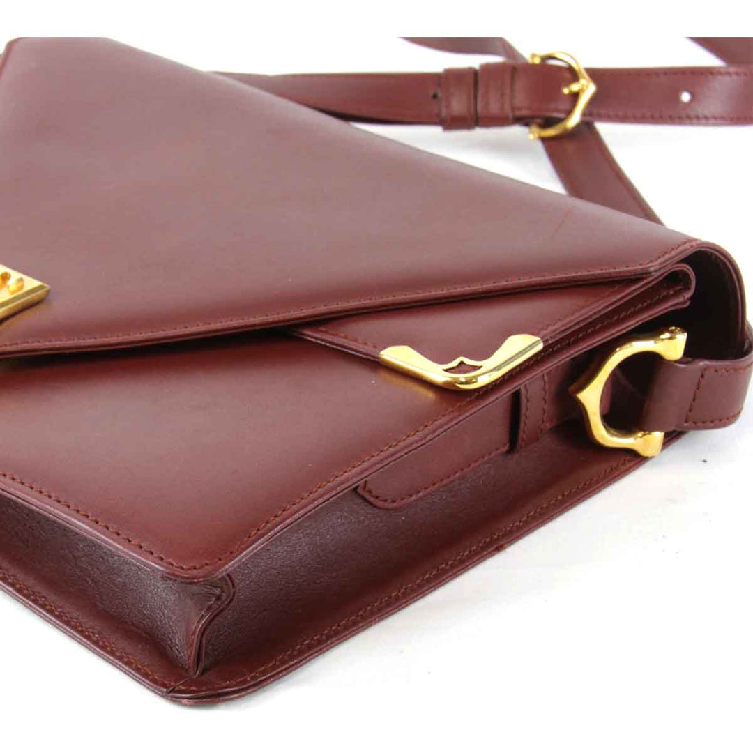 『USED』 
CARTIER カルティエ 
 マストレザー ショルダーバッグ 
レザー レッド