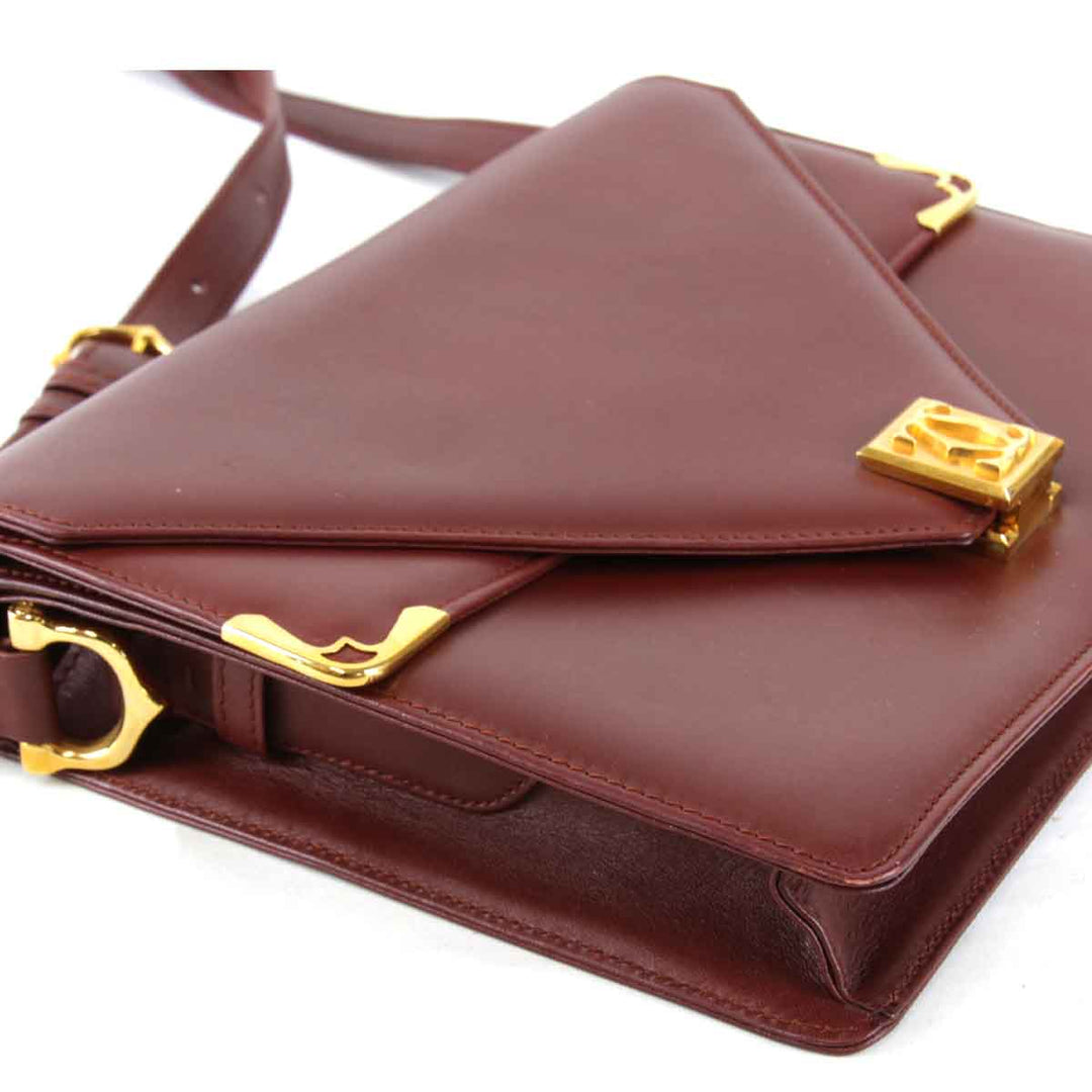 『USED』 
CARTIER カルティエ 
 マストレザー ショルダーバッグ 
レザー レッド