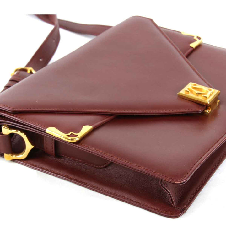 『USED』 
CARTIER カルティエ 
 マストレザー ショルダーバッグ 
レザー レッド