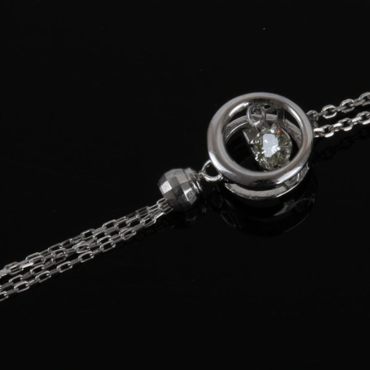 美品『USED』 K18WG 
 ダンシングストーン ネックレス
 ダイヤモンド 0.07 2.8g
