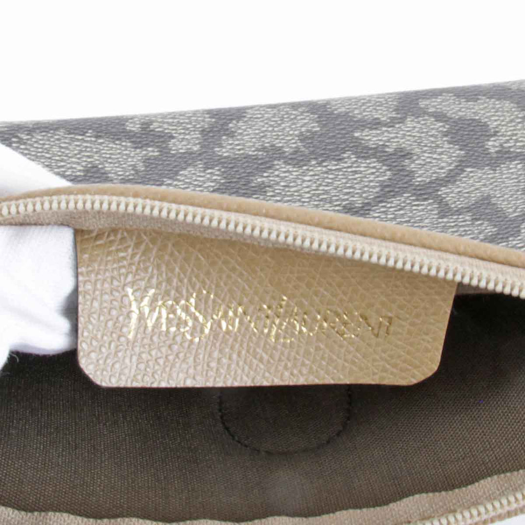 美品『USED』 
YVES SAINT LAURENT イヴ・サンローラン 
 ポーチ 
PVCコーティングキャンバス ベージュ