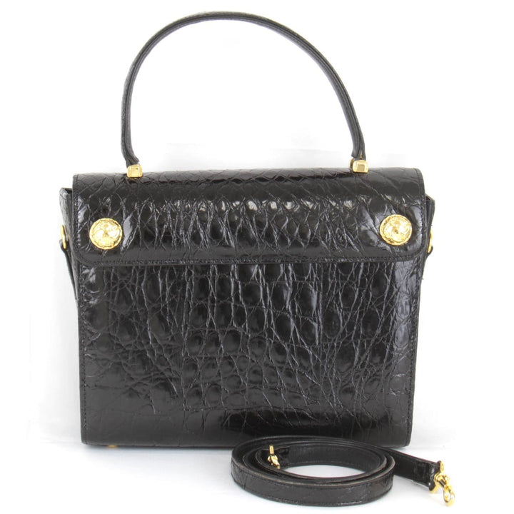 美品『USED』 
 
 クロコバック ショルダーバッグ 
 ブラック