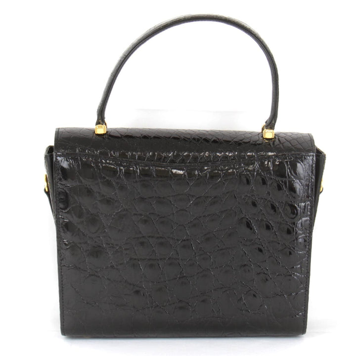 美品『USED』 
 
 クロコバック ショルダーバッグ 
 ブラック
