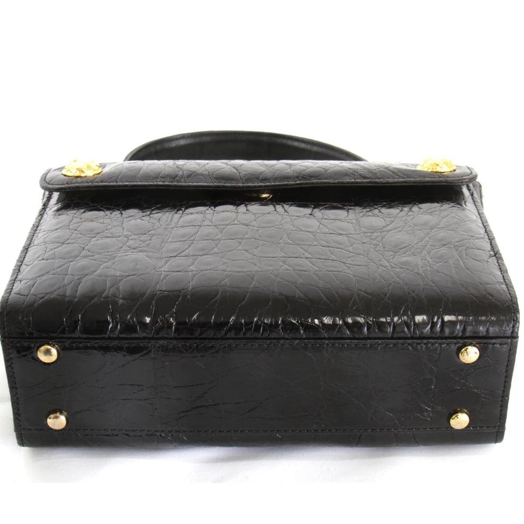 美品『USED』 
 
 クロコバック ショルダーバッグ 
 ブラック