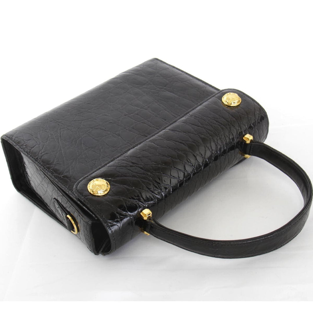 美品『USED』 
 
 クロコバック ショルダーバッグ 
 ブラック