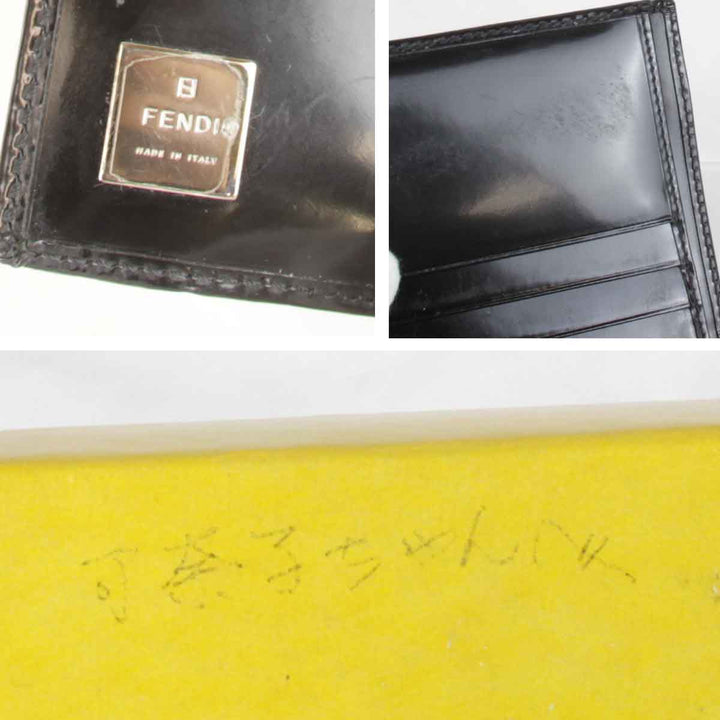 『USED』 
FENDI フェンディ 
 二つ折り財布 
エナメル調 ブラック