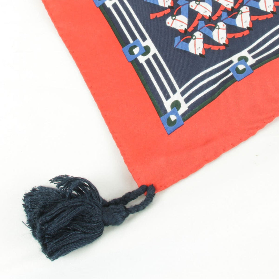 『USED』 
Tory Burch トリーバーチ 
 箱付 42141 スカーフ 
シルク/コットン  ネイビー×ブルー×レッド