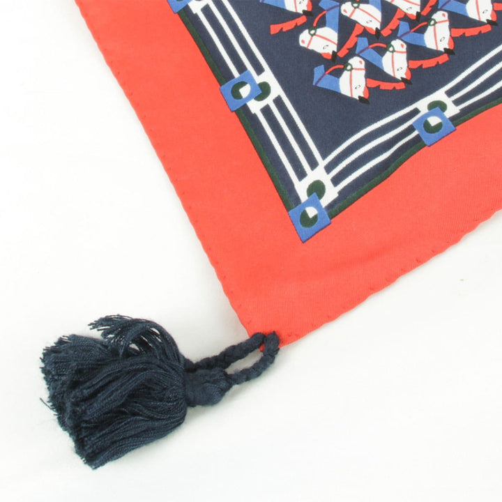 『USED』 
Tory Burch トリーバーチ 
 箱付 42141 スカーフ 
シルク/コットン  ネイビー×ブルー×レッド