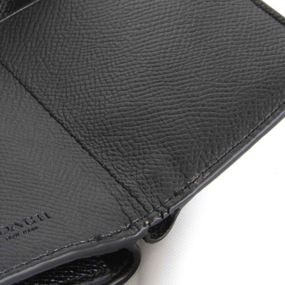 『USED』 
COACH コーチ 
 三つ折り財布 
レザー ブラック