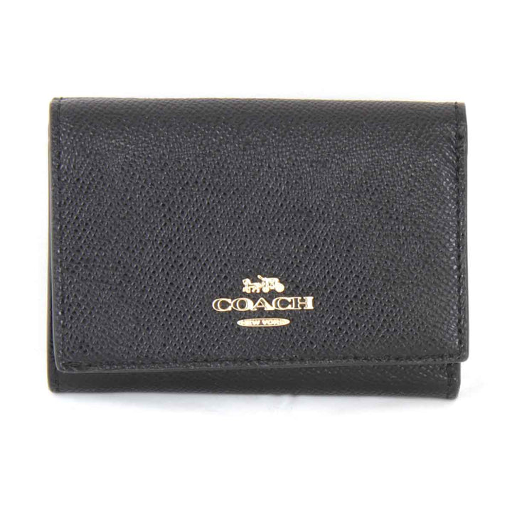『USED』 
COACH コーチ 
 三つ折り財布 
レザー ブラック