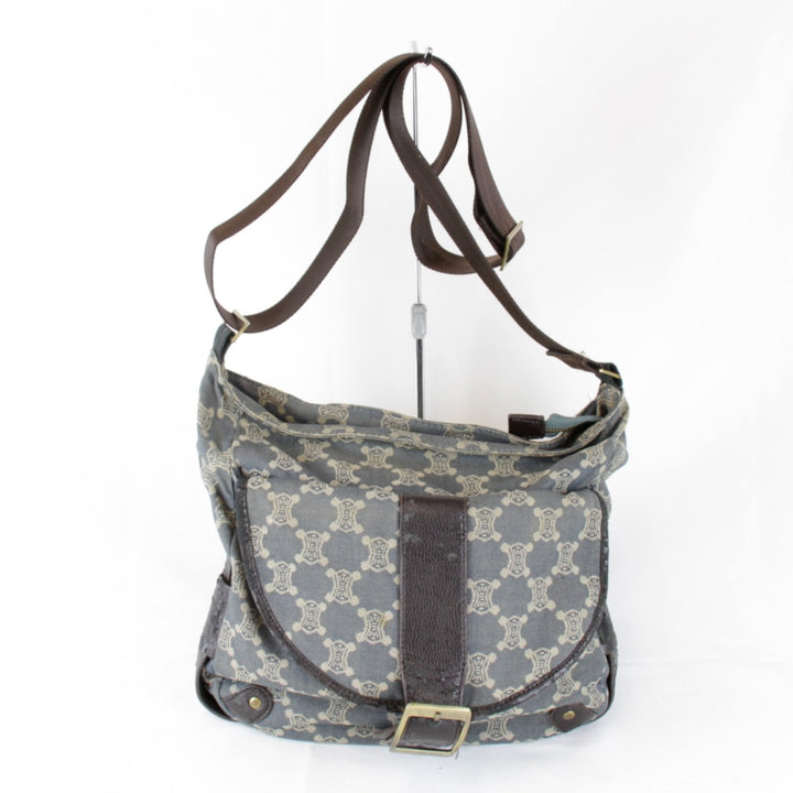 ジャンク『USED』 
CELINE セリーヌ 
 マカダム ショルダーバッグ 
デニム ネイビーブルー