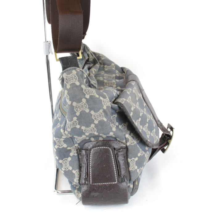 ジャンク『USED』 
CELINE セリーヌ 
 マカダム ショルダーバッグ 
デニム ネイビーブルー