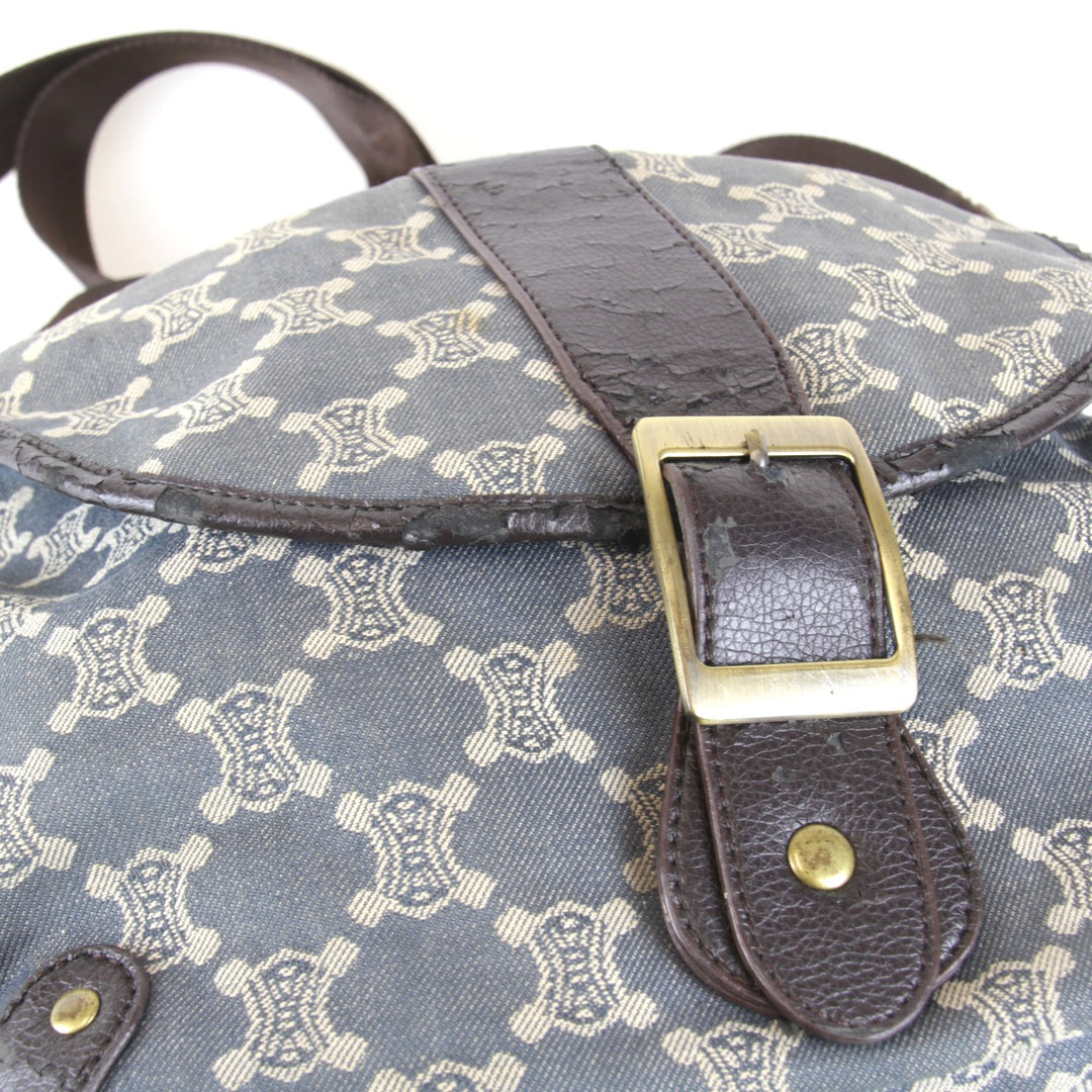 ジャンク『USED』 
CELINE セリーヌ 
 マカダム ショルダーバッグ 
デニム ネイビーブルー