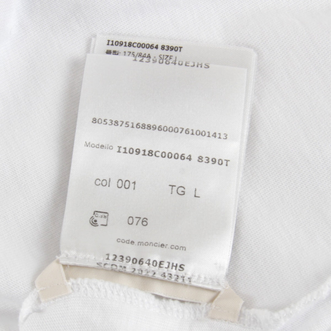 超美品『USED』 
MONCLER モンクレール 
 I10918C00064 8390T 半袖Ｔシャツ 
コットン ホワイト