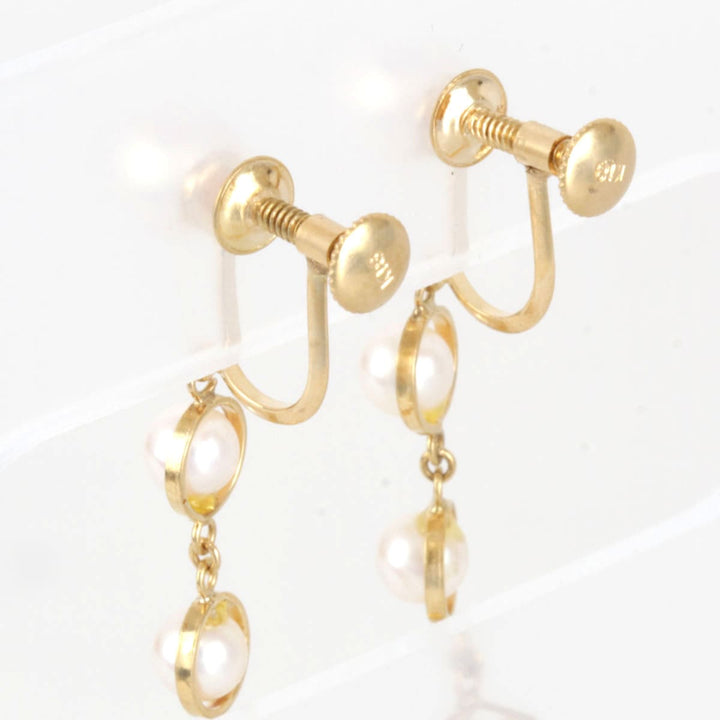 美品『USED』 K18/パール 
イヤリング
 3.6g