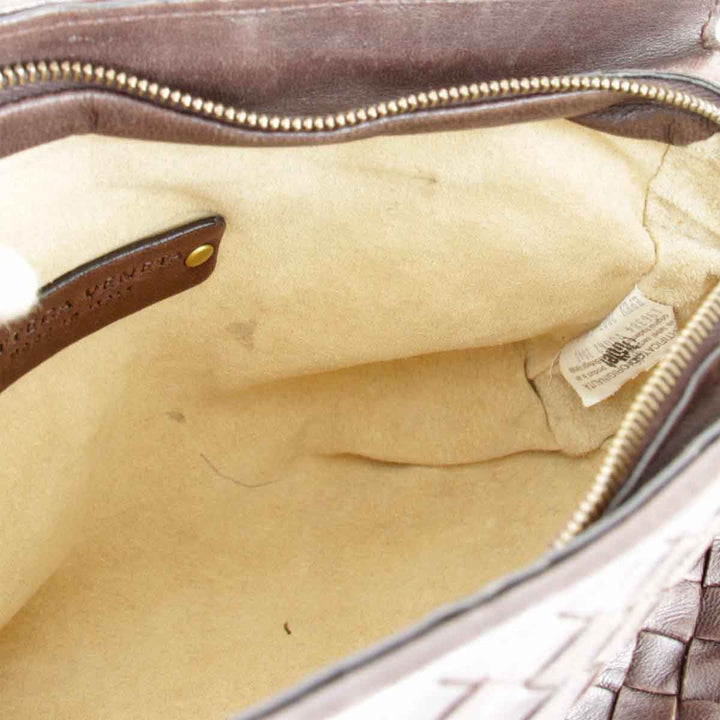 『USED』 
BOTTEGAVENETA ボッテガヴェネタ 
 イントレチャート ポーチ 
レザー ダークブラウン