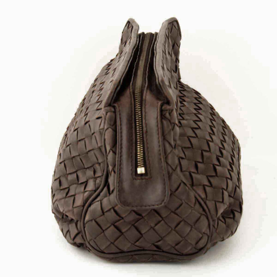 『USED』 
BOTTEGAVENETA ボッテガヴェネタ 
 イントレチャート ポーチ 
レザー ダークブラウン