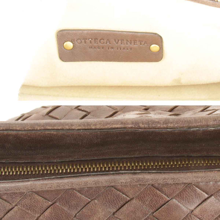 『USED』 
BOTTEGAVENETA ボッテガヴェネタ 
 イントレチャート ポーチ 
レザー ダークブラウン