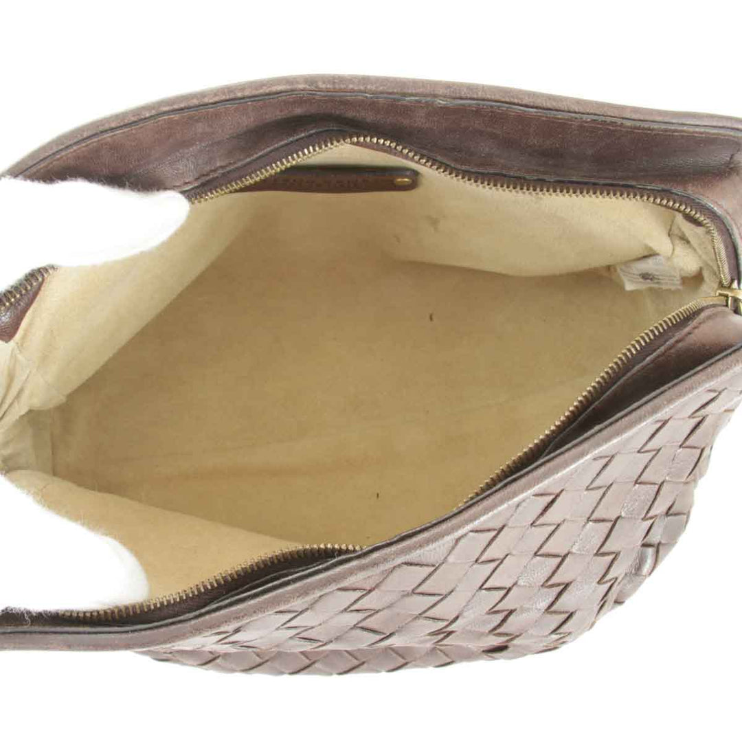 『USED』 
BOTTEGAVENETA ボッテガヴェネタ 
 イントレチャート ポーチ 
レザー ダークブラウン