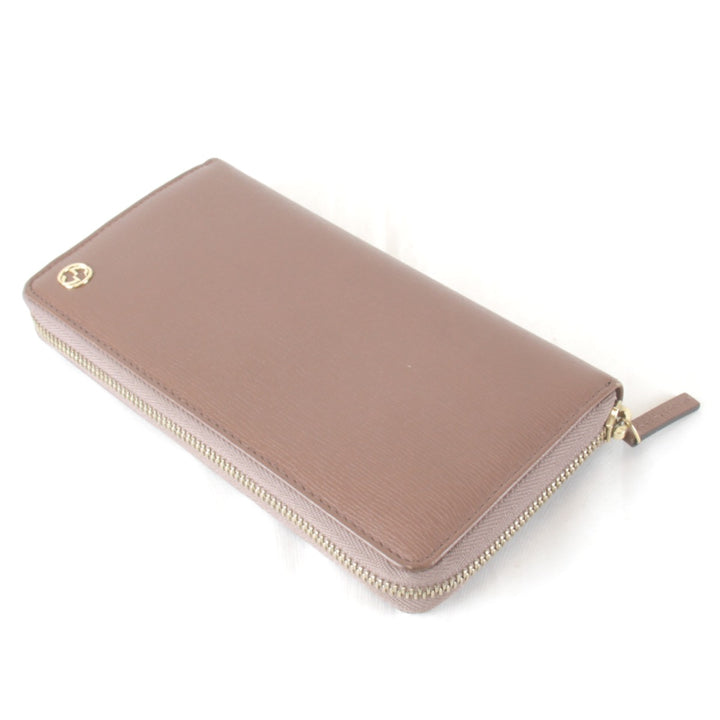 美品『USED』 
GUCCI グッチ 
 インターロッキング ラウンドファスナー 309705・534563 長財布 
レザー ピンクグレージュ