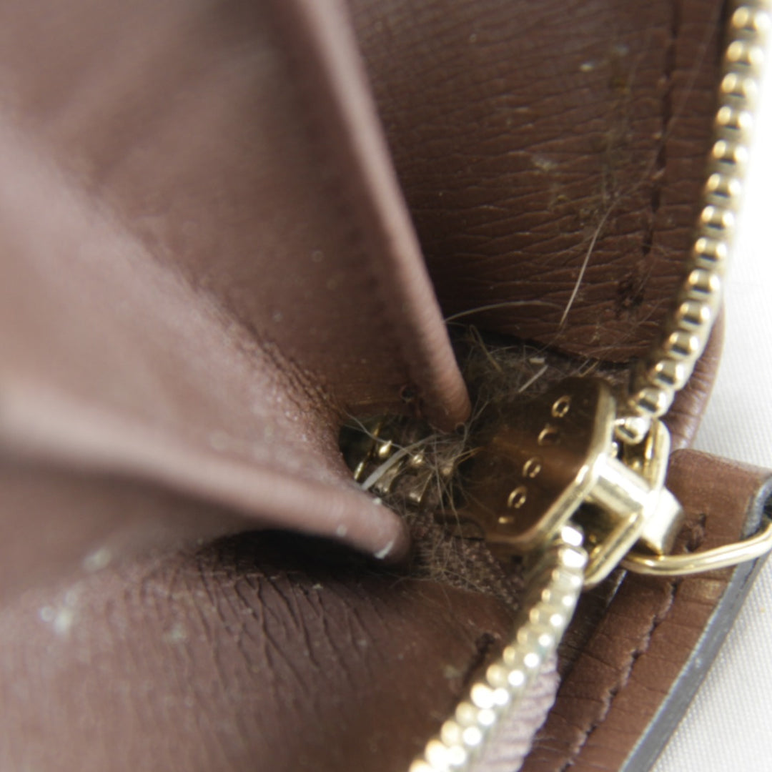 美品『USED』 
GUCCI グッチ 
 インターロッキング ラウンドファスナー 309705・534563 長財布 
レザー ピンクグレージュ