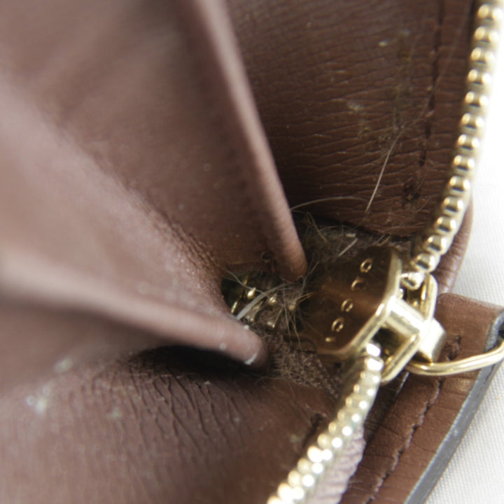 美品『USED』 
GUCCI グッチ 
 インターロッキング ラウンドファスナー 309705・534563 長財布 
レザー ピンクグレージュ