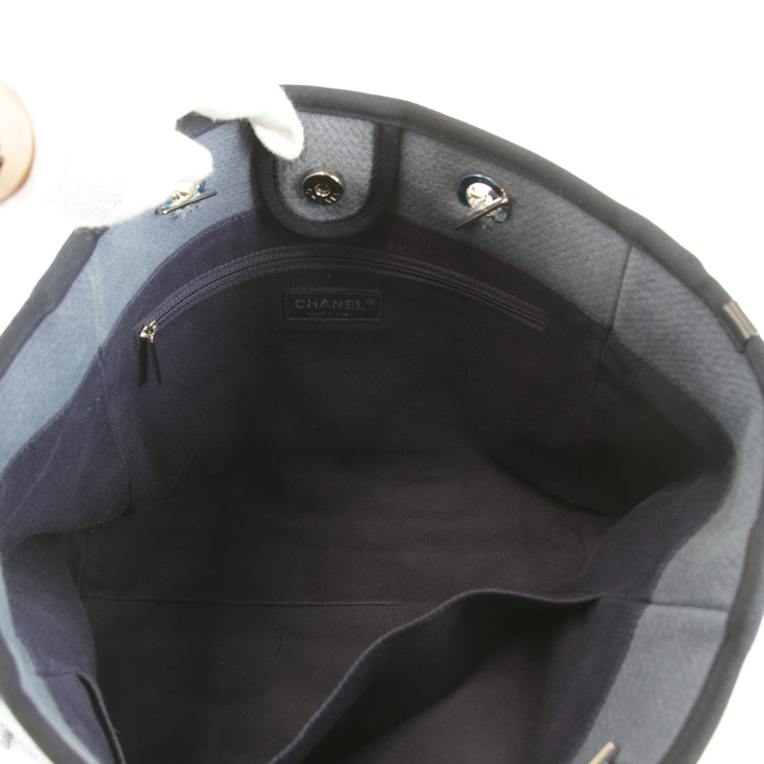良品『USED』 
CHANEL シャネル 
 ドーヴィル チェーントート トートバッグ 
キャンバス ブルー