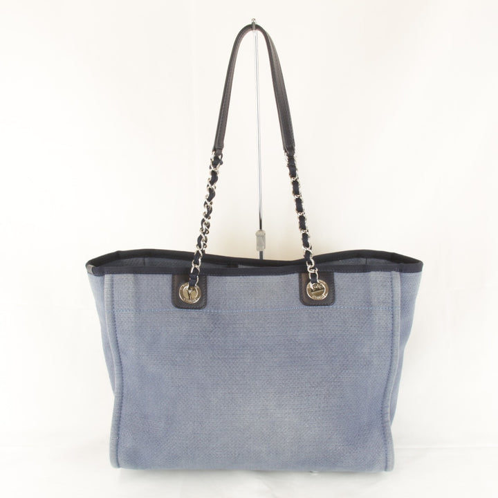 良品『USED』 
CHANEL シャネル 
 ドーヴィル チェーントート トートバッグ 
キャンバス ブルー