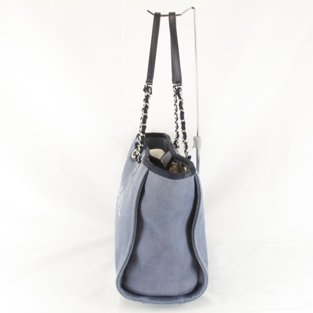 良品『USED』 
CHANEL シャネル 
 ドーヴィル チェーントート トートバッグ 
キャンバス ブルー