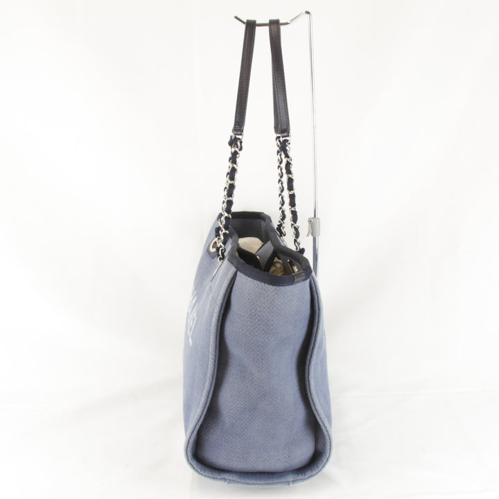 良品『USED』 
CHANEL シャネル 
 ドーヴィル チェーントート トートバッグ 
キャンバス ブルー