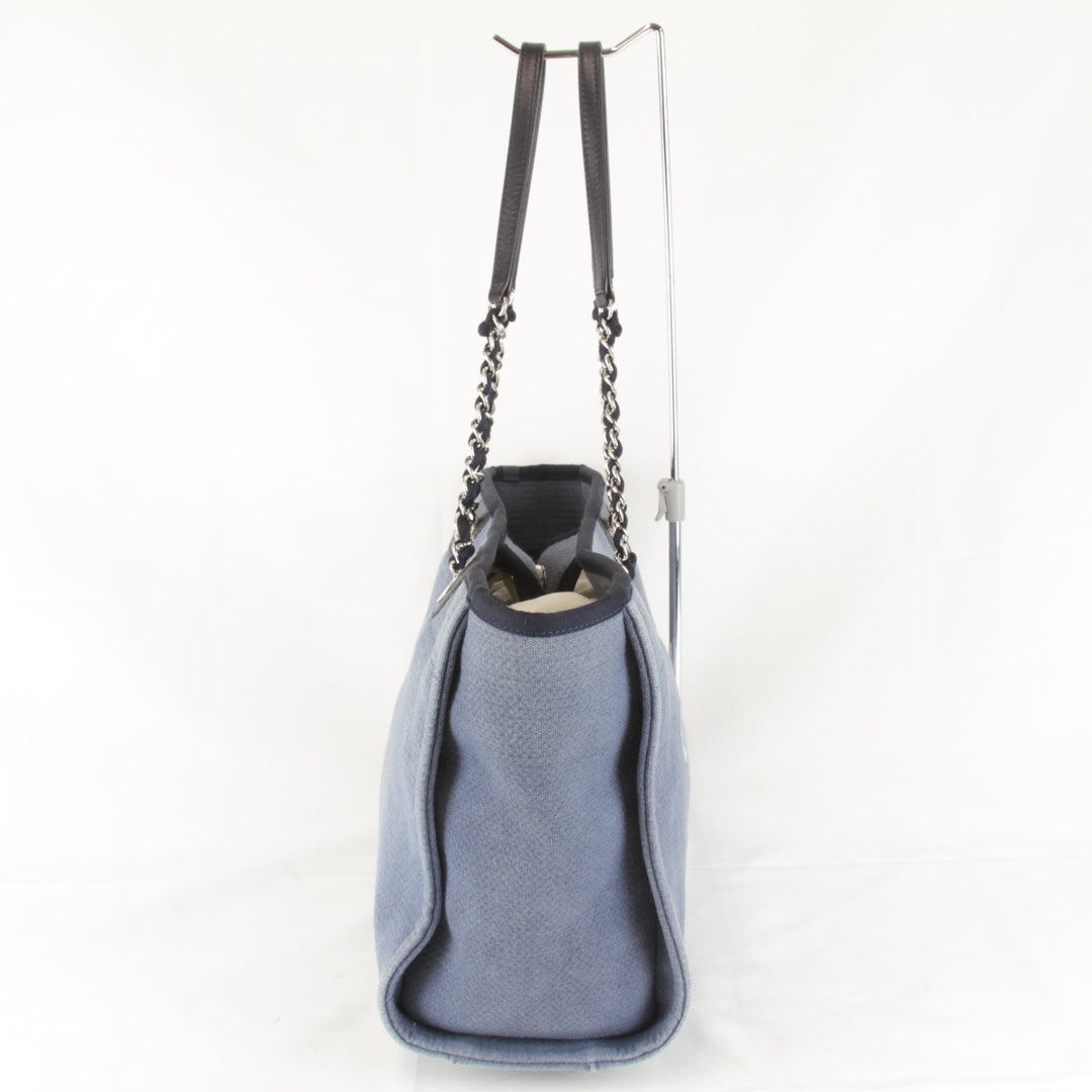 良品『USED』 
CHANEL シャネル 
 ドーヴィル チェーントート トートバッグ 
キャンバス ブルー