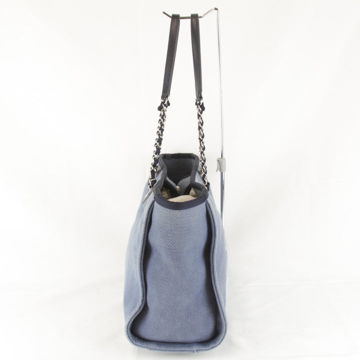 良品『USED』 
CHANEL シャネル 
 ドーヴィル チェーントート トートバッグ 
キャンバス ブルー