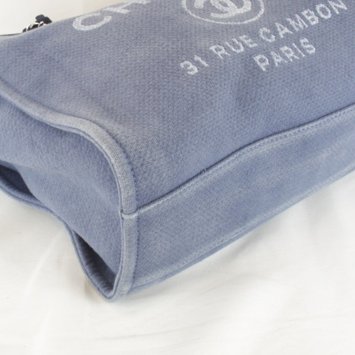 良品『USED』 
CHANEL シャネル 
 ドーヴィル チェーントート トートバッグ 
キャンバス ブルー