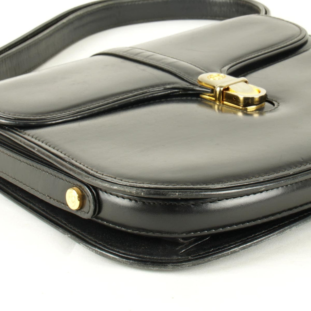 『USED』 
GUCCI グッチ 
 ショルダーバッグ 
レザー ブラック