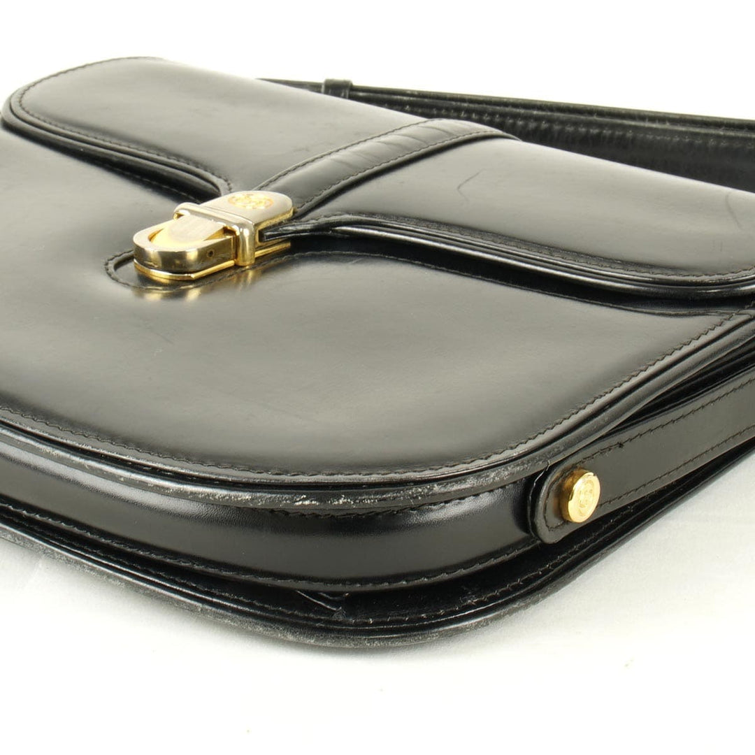 『USED』 
GUCCI グッチ 
 ショルダーバッグ 
レザー ブラック