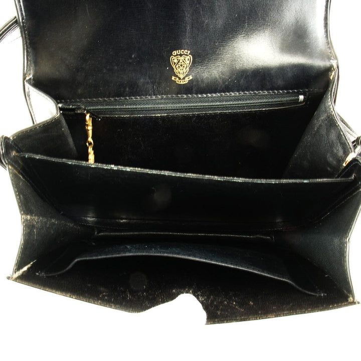 『USED』 
GUCCI グッチ 
 ショルダーバッグ 
レザー ブラック