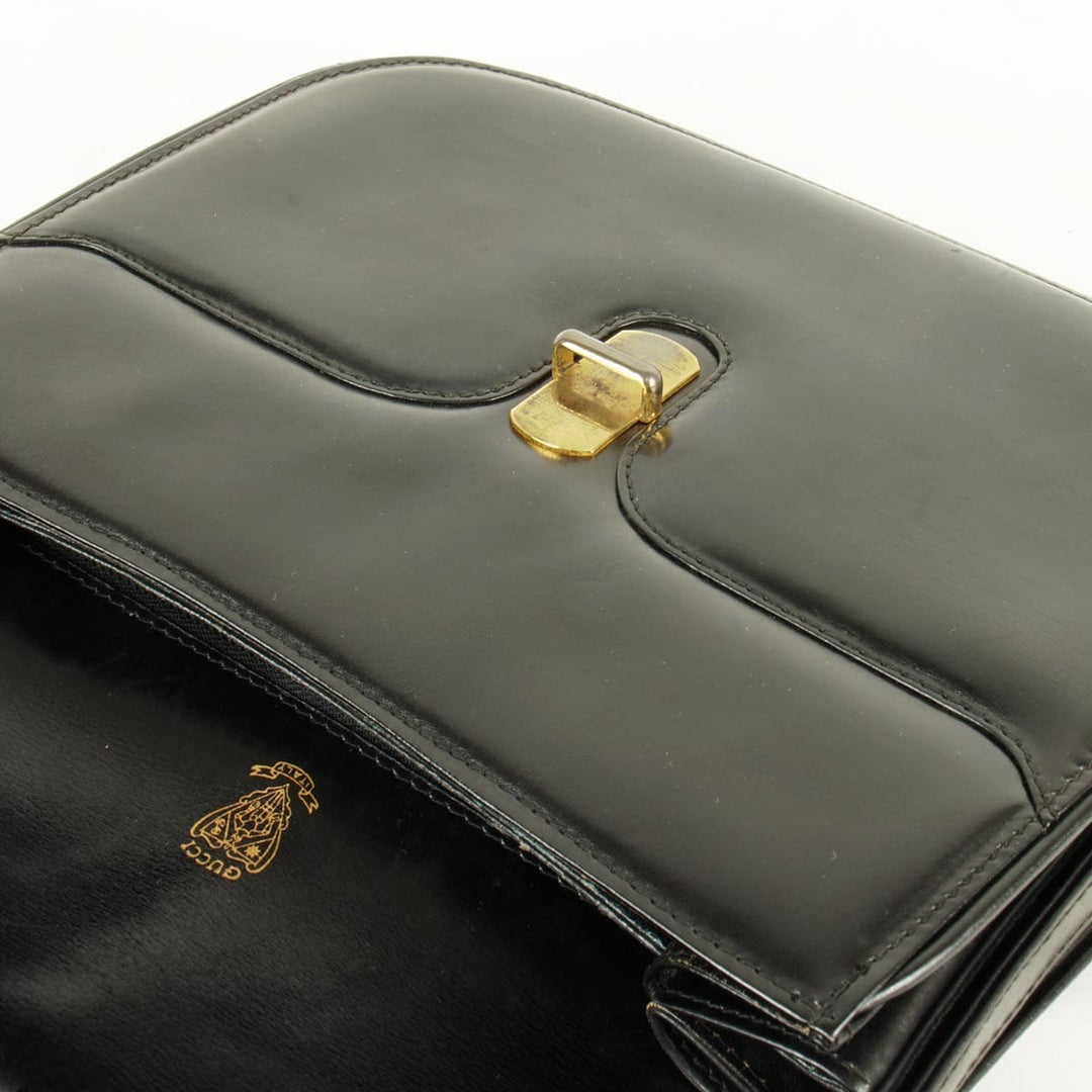 『USED』 
GUCCI グッチ 
 ショルダーバッグ 
レザー ブラック